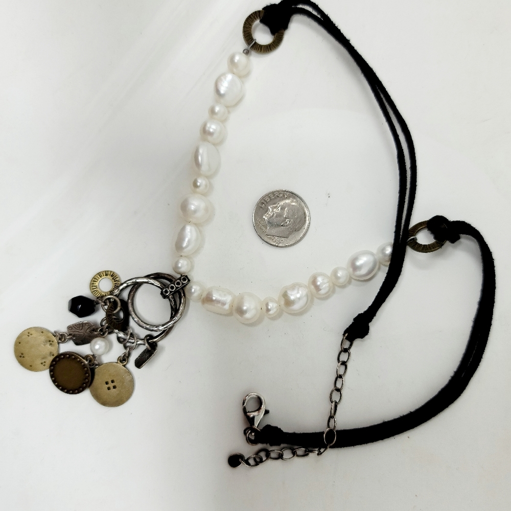 Silpada Pearl Leather Sterling Necklace